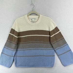 Design History (Stitch Fix) Crewneck Pullover Sweater Sz M Crm/Blue/Tan Cotton